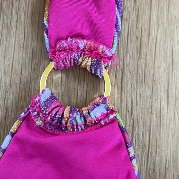 NWT Becca  MULTI Psychedelica Shimmer Loop Halter One Piece Swimsuit Sz Large - Picture 11 of 11